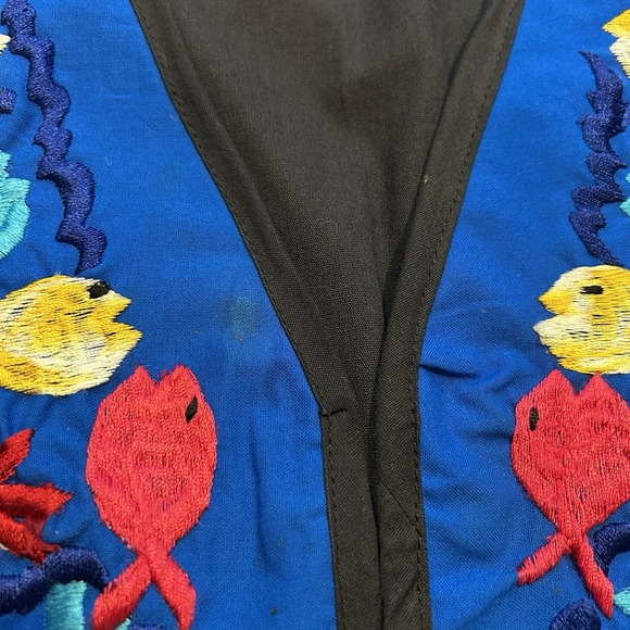 Casa Maya Tipicos Embroidered Vest Under The Sea Fish Size XL - Picture 4 of 5